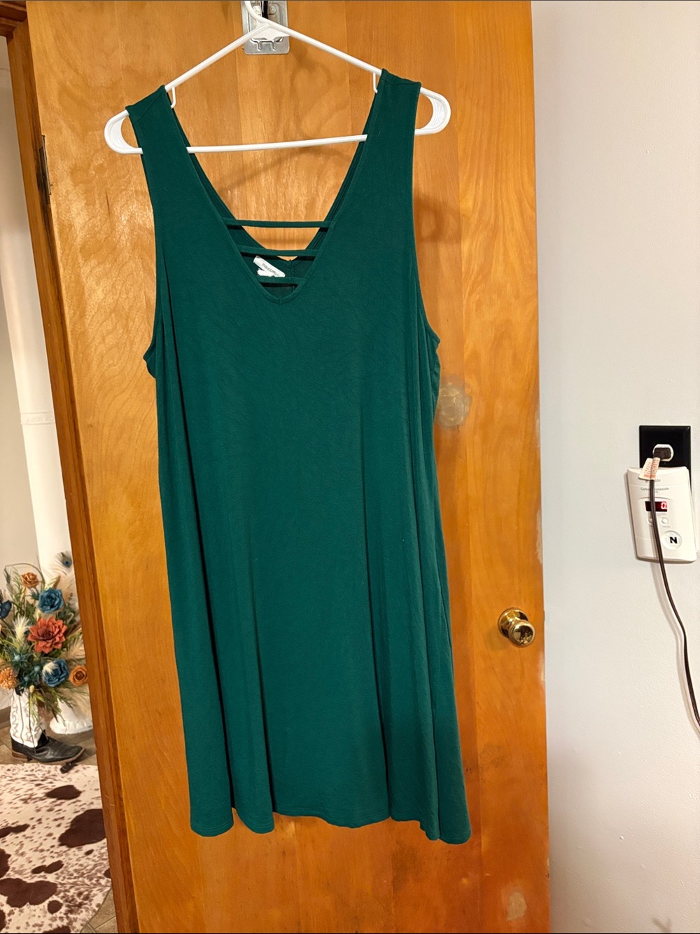 Sleeveless V-Neck Swing Midi Dress in Deep Teal